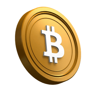 Angled Bitcoin (BTC) coin within the hero section design