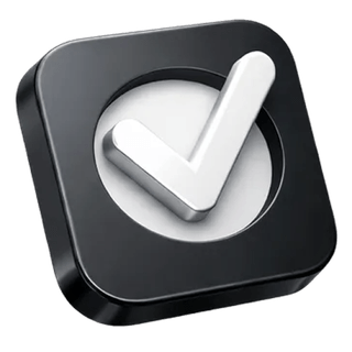3D confirmation icon with a tick on the Sable Vermogrove about page